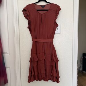 Simply Vera Vera Wang Rust Ruffle Tiered Mini Dress